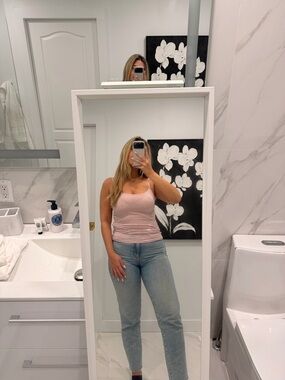 Forever 21 Light Pink Ribbed Scoop Tank Top